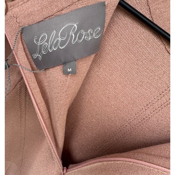 Lela Rose Blush Pink Wool Blend Dress Size Medium W/ Pleated Sleeves Mid-Length - Picture 8 of 13